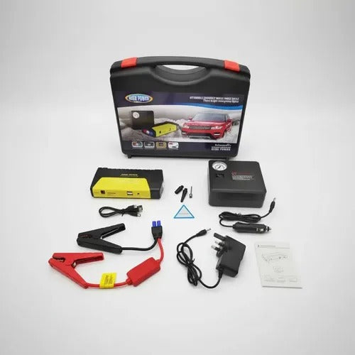 Arrancador de Batería Portátil 4 en 1 con Compresor de Aire