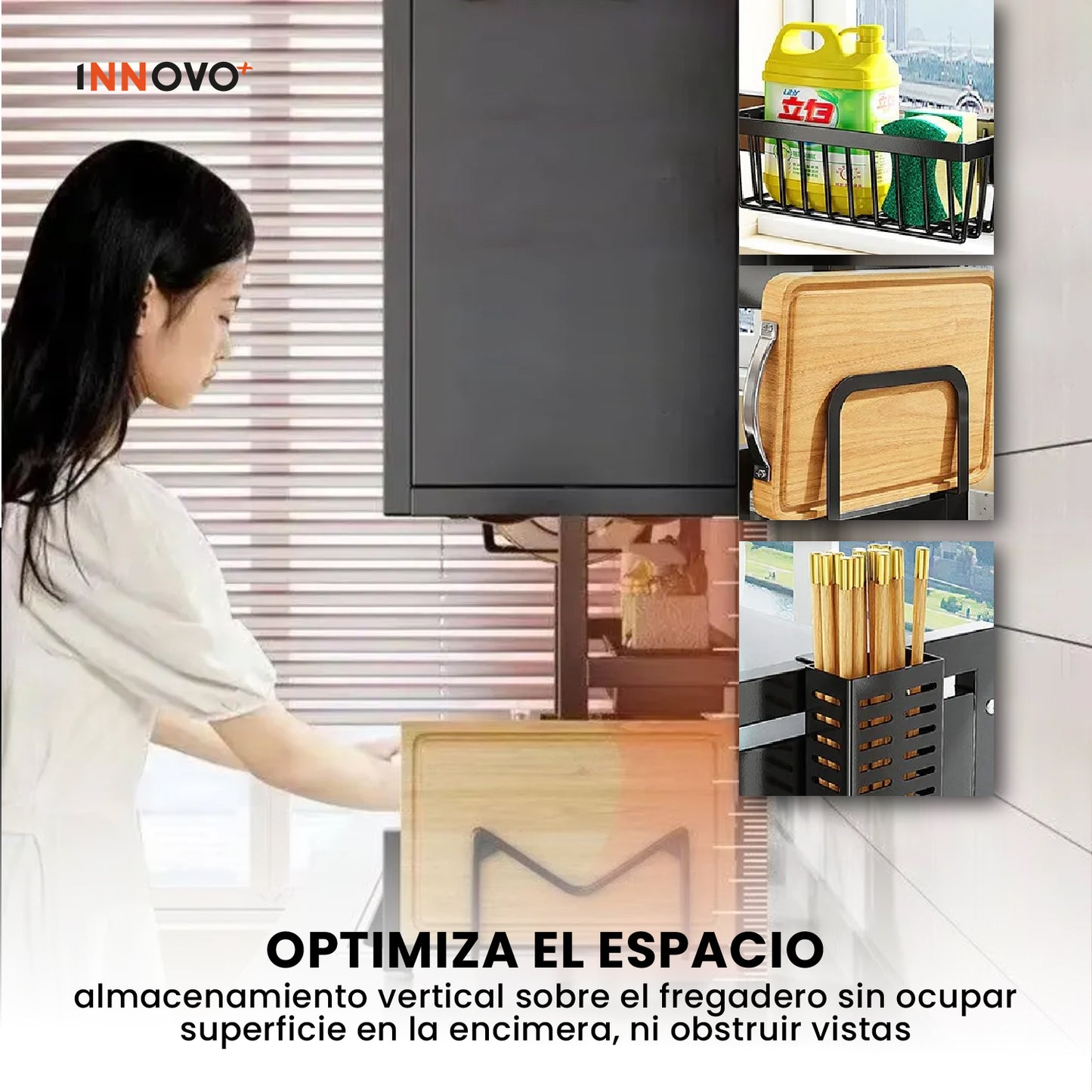 Escurridor de Loza Multifuncional 3 Niveles Premium con Soporte de Utensilios