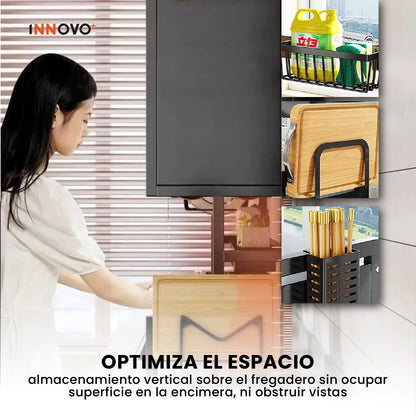 Escurridor de Loza Multifuncional 3 Niveles Premium con Soporte de Utensilios