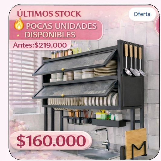 Escurridor de Loza Multifuncional 3 Niveles Premium con Soporte de Utensilios